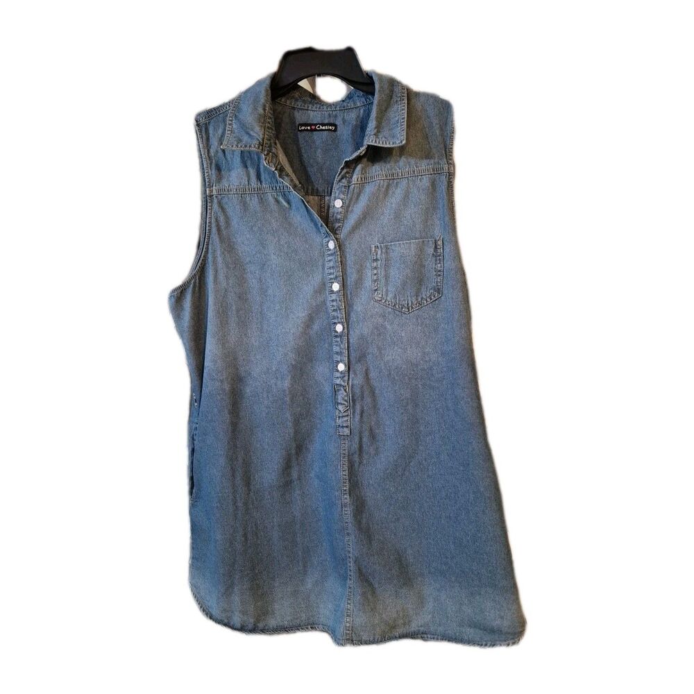 Distressed Denim Love Chesley Babydoll Sleeveless Farm Girl Dress Size 1X Y2K